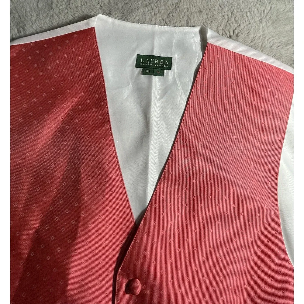 Vintage Polo Ralph Lauren‎ Lapel Vest Mens XL Coral White Button